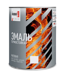 Эмаль термостойкая Kudo Proff термостойкая до 500°С матовая серая RAL 7040 до 500°С 0.8 кг