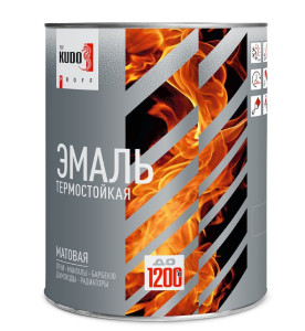 Эмаль термостойкая Kudo Proff термостойкая до 500°С матовая белая RAL 9003 0.8 кг