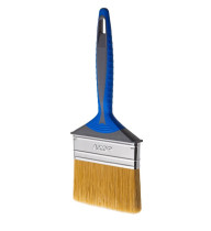 Кисть малярная Акор Профи Лаки плоская двухкомпонентная ручка нержавеющая сталь искусственное волокно 100х10 мм