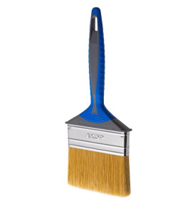 Кисть малярная Акор Профи Лаки плоская двухкомпонентная ручка нержавеющая сталь искусственное волокно 100х10 мм