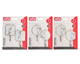 Крючки Vetta Мрамор белый самоклеящиеся пластик металл в ассортименте 2 шт