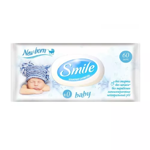 Салфетки влажные Smile Baby New born с клапаном 60 шт – 1