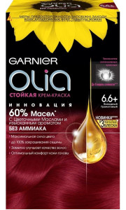 Garnier Стойкая крем-краска для волос "Olia" без аммиака, оттенок 6.6+, Холодный гранатовый - 1