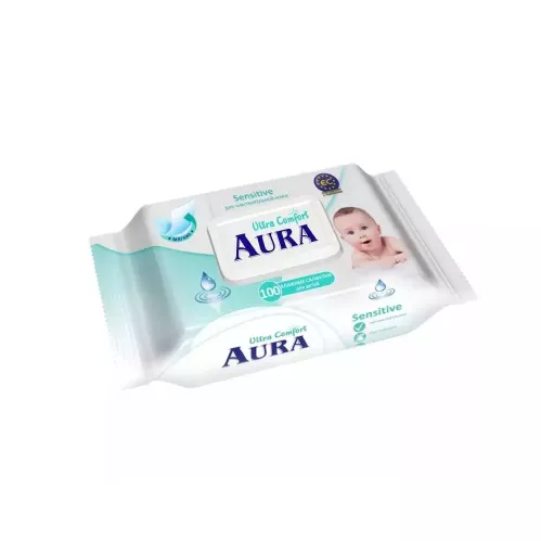 Салфетки влажные Aura Ultra Comfort Sensetive для детей с клапаном 100 шт – 1