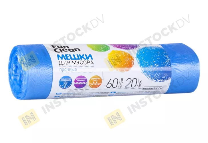 Мешки для мусора Fun Clean Прочные голубой 35 мкм 60 л 20 шт – 1