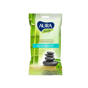 Салфетки влажные Aura Beauty spa secret  освежающие 15шт