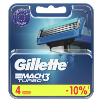 Сменные кассеты Gillette Mach3 Turbo с 3 лезвиями прочнее чем сталь с улучшенной смазывающей полоской для точного бритья 4 шт