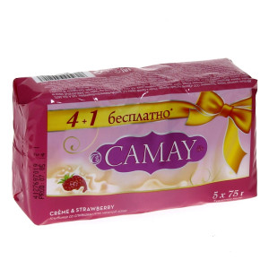 Мыло туалетное Camay Клубника со сливки (3+1 в подарок)  4*75г