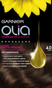 Garnier Стойкая крем-краска для волос "Olia" без аммиака, оттенок 4.0, Шатен - 1