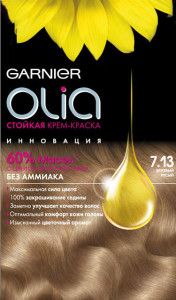 Garnier Стойкая крем-краска для волос "Olia" без аммиака, оттенок 7.13, Бежевый русый - 1