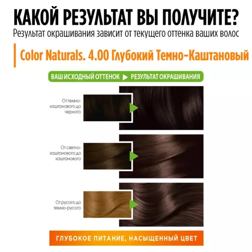 Крем-краска для волос Garnier Color Naturals Стойкая питательная оттенок 4.00 Глубокий темно-каштановый – 7