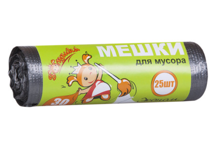 Мешки для мусора Золушка 30л эконом черные 8мкм 25шт