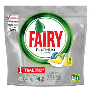 FAIRY Platinum Средство для посудомоечной машины All in1 в кап лимон18шт