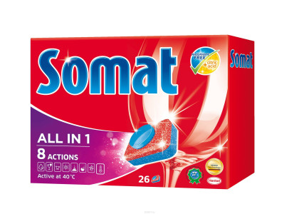 SOMAT Средство для посудомоечной машины All in 1 (26 табл.) 468 г
