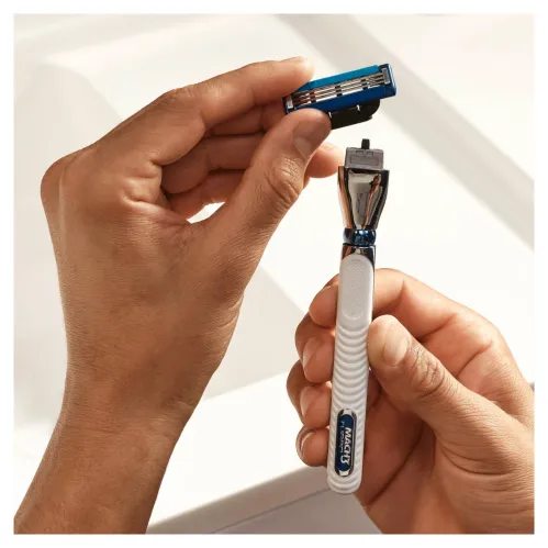 Сменные кассеты Gillette Mach3 Turbo с 3 лезвиями прочнее чем сталь с улучшенной смазывающей полоской для точного бритья 2 шт – 4
