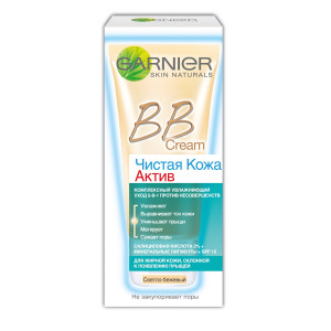 BB-крем Garnier Чистая Кожа Актив 5 в 1 для жирной кожи, склонной к появлению прыщей, светло-бежевый 50 мл - 1