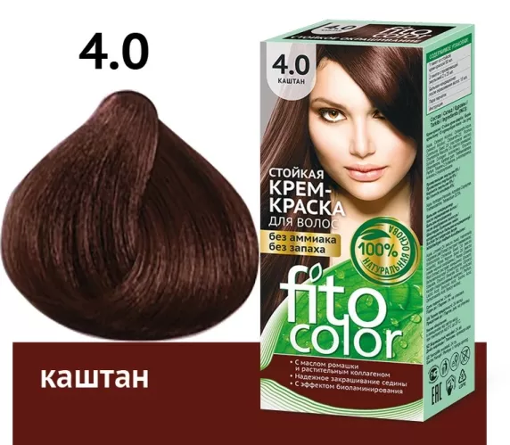 Краска для волос FitoColor стойкая крем-краска тон 4.0 каштан 115 мл – 1