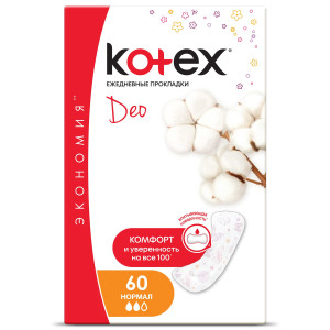 Прокладки ежедневные Kotex Lux Normal Deo 50+10шт