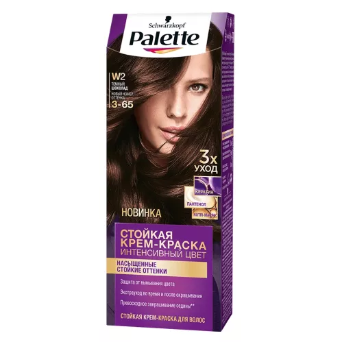 Крем-краска для волос Palette оттенок W2 (3-65) Темный шоколад, защита от вымывания цвета 110 мл – 1