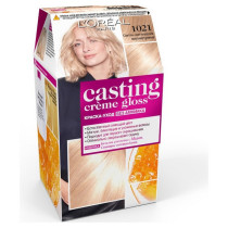 L'Oreal Paris Стойкая краска-уход для волос "Casting Creme Gloss" без аммиака, оттенок 1021, Светло-светло-русый перламутровый