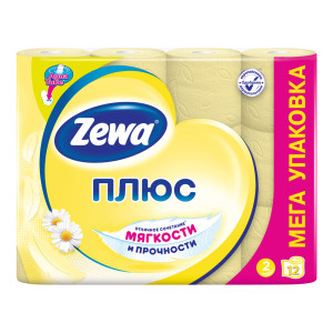 Туалетная бумага Zewa Плюс 2-х слойная Ромашка 12 рулонов