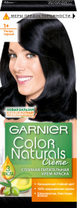 Garnier Стойкая питательная крем-краска для волос "Color Naturals", оттенок 1+, Ультра черный, 110 мл - 1