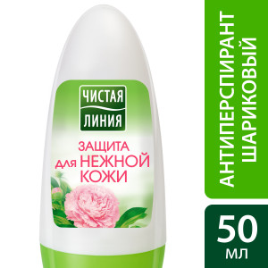 Чистая Линия Защита для нежной кожи антиперспирант-дезодорант Хлопок, Пион 50 мл - 1