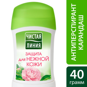 Чистая Линия Защита для нежной кожи антиперспирант-дезодорант Хлопок, Пион 40 мл - 1