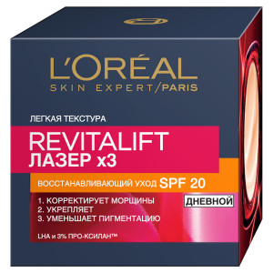 L'Oreal Paris Дневной антивозрастной крем для лица "Ревиталифт Лазер" против морщин, восстанавливающий, SPF 20, 50 мл - 1