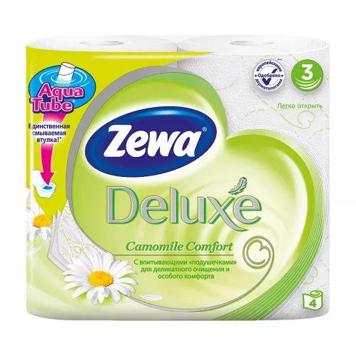 Туалетная бумага Zewa Deluxe 3-х слойная Ромашка (Цветочная, Лаванда) 4 рулона – 1