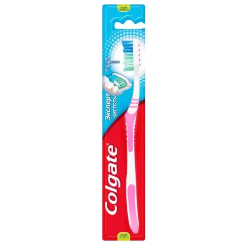 COLGATE Эксперт Чистоты многофункциональная зубная щетка, средней жесткости розовая – 1