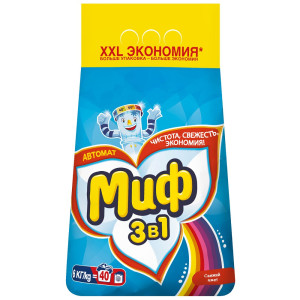 Стиральный порошок Миф Автомат 3в1 Свежий Цвет 6кг