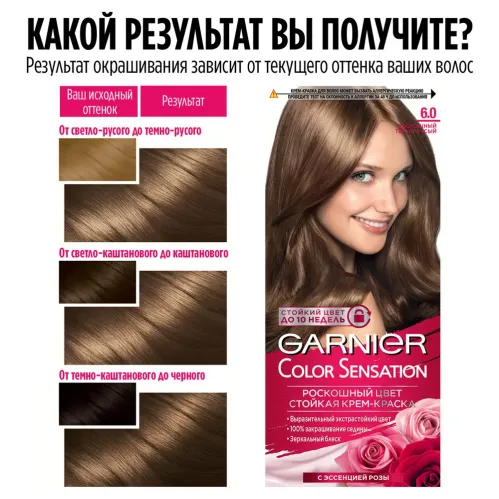 Крем-краска для волос Garnier Color Sensation Стойкая оттенок 6.0 Роскошный темно-русый – 7