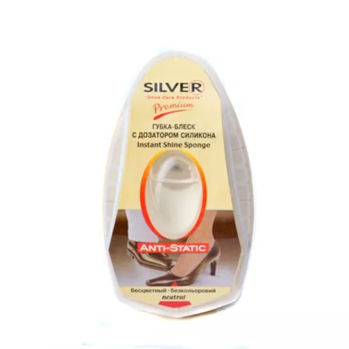 Губка Silver Premium Блеск с дозатором силикона Антистатик натуральная 6мл – 1