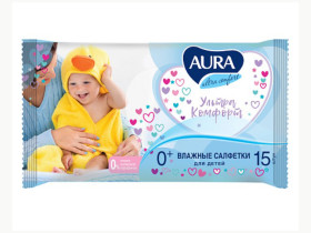 Салфетки влажные Aura Ultra Comfort детские 15 шт