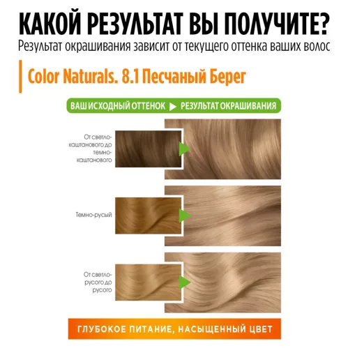 Крем-краска для волос Garnier Color Naturals Стойкая питательная оттенок 8.1 Песчаный берег – 6