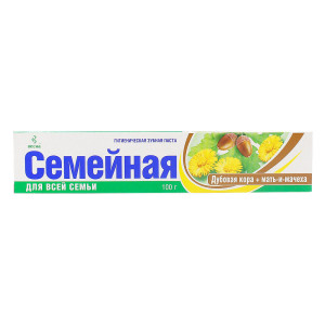 Зубная паста Семейная Кора дуба+мать-и-мачеха (футляр) 100г