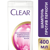 Шампунь для волос Clear Восстановление поврежденных и окрашенных волос против перхоти для женщин 400 мл