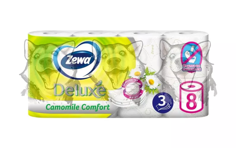 Туалетная бумага Zewa Deluxe 3-х слойная Ромашка (Цветочная, Лаванда) 8 рулонов – 1