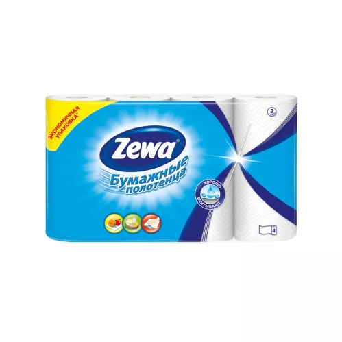 Полотенце бумажное Zewa Белое 2-х слойное 4 рулона – 1