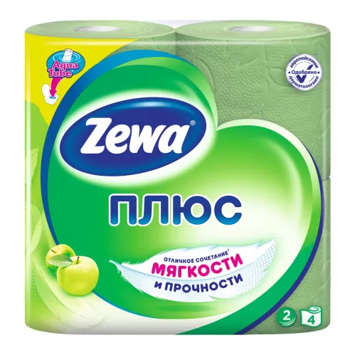 Туалетная бумага Zewa Плюс 2-х слойная Яблоко 4 рулона – 1