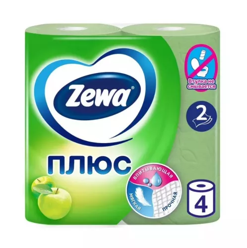 Туалетная бумага Zewa Плюс 2-х слойная Яблоко 4 рулона – 2