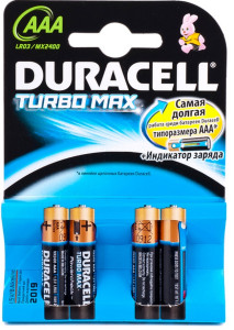 DURACELL Turbo AAA Батар. алкалин. 1.5V LR03 4 шт