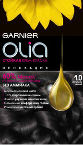 Garnier Стойкая крем-краска для волос "Olia" без аммиака, оттенок 1.0, Глубокий черный - 1