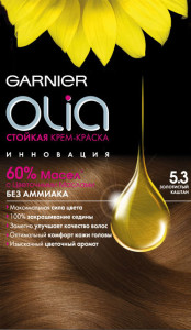 Garnier Стойкая крем-краска для волос "Olia" без аммиака, оттенок 5.3, Золотистый каштан - 1