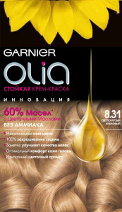 Garnier Стойкая крем-краска для волос "Olia" без аммиака, оттенок 8.31, Светло-русый кремовый - 1