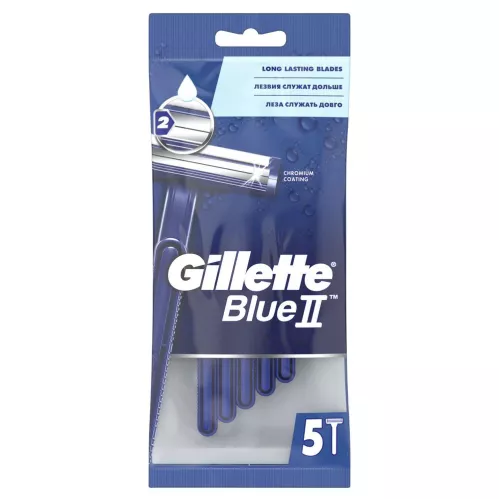 Бритвенный станок Gillette Blue2 одноразовый с 2 лезвиями фиксированная головка 5 шт – 4