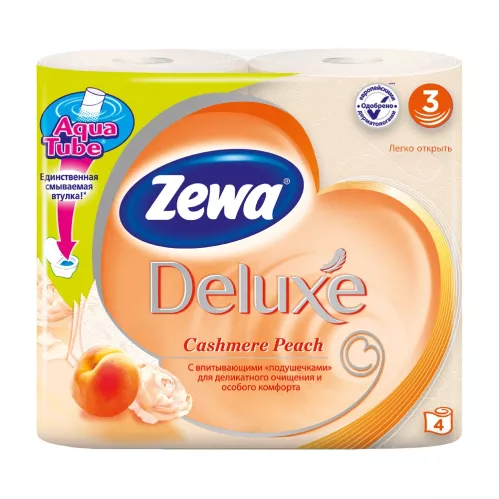 Туалетная бумага Zewa Deluxe 3-х слойная Персик 4 рулона – 1
