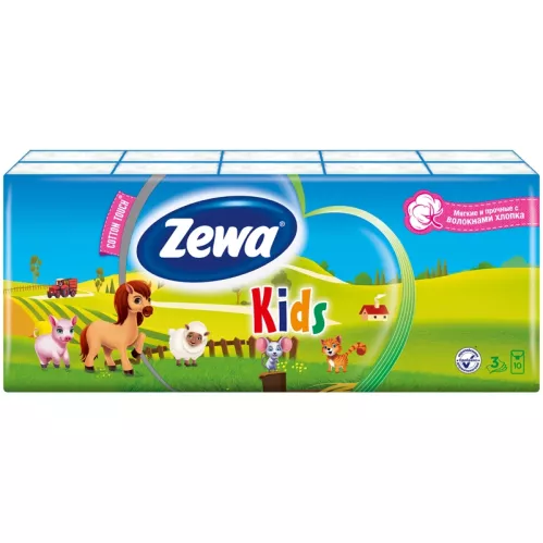 Платочки бумажные Zewa Kids упаковка в ассортиемнте 3-х слойные 1 упаковка – 1