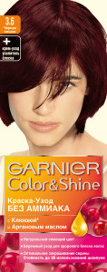 Garnier Краска-уход для волос "Color&Shine" без аммиака, оттенок 3.6, Черная вишня - 1